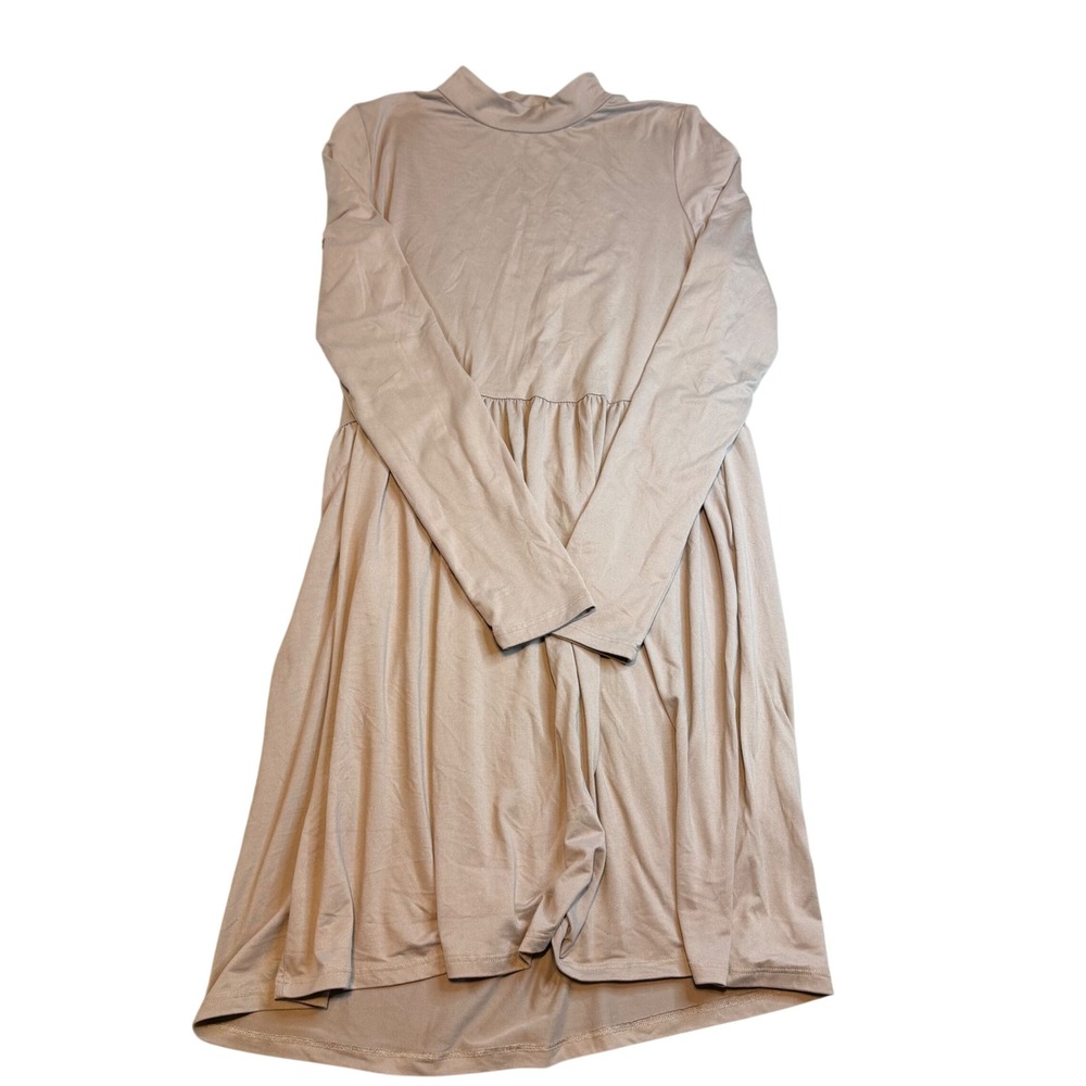 Entro Womens Small Mauve Mock Neck Long‎ Sleeve Fairy Babydoll Mini Dress